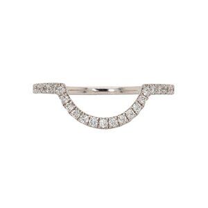 Natural Diamond Accented Curved Band in Solid 14K White Gold